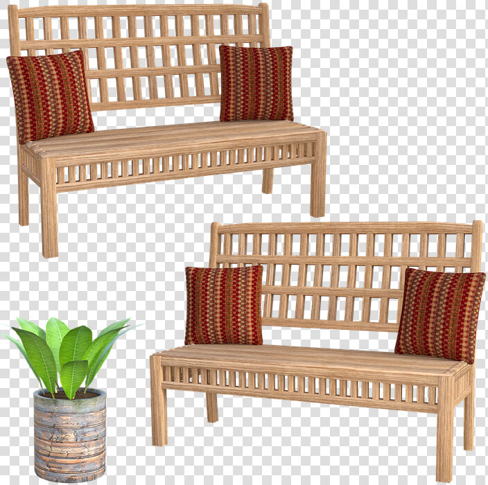 Porch Furniture  3d  Render  Wooden  Pillows   Bench  HD Png DownloadTransparent PNG