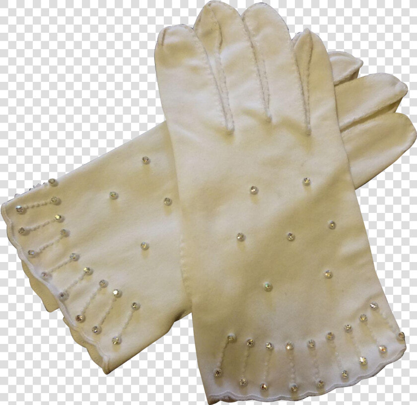 Vintage White Gloves Rhinestones 1950s Wristlet Wedding   Leather  HD Png DownloadTransparent PNG