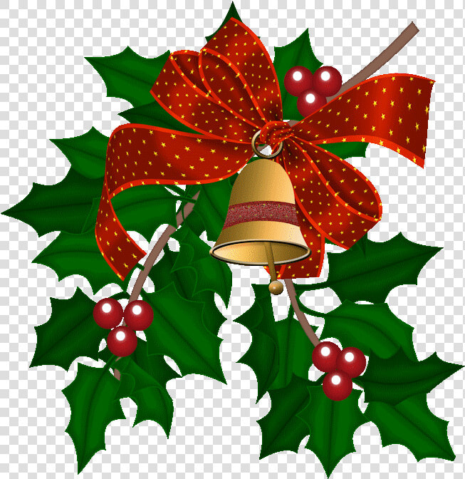 Cloche Et Houx   Christmas Bell With Holly Leaves Clip Art  HD Png DownloadTransparent PNG