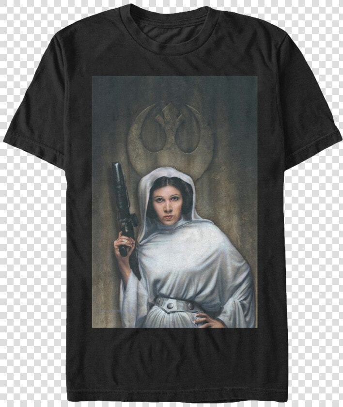 Princess Leia Painting Star Wars T shirt   Princess Leia With Blaster  HD Png DownloadTransparent PNG