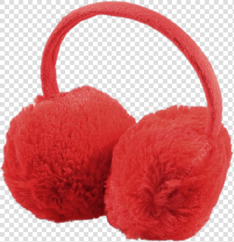 Red Fluffy Earmuffs   Ear Cover For Winter  HD Png DownloadTransparent PNG