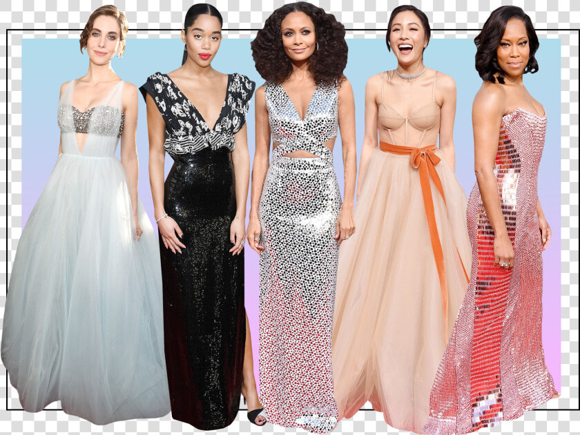 Photo Compilation Of Allison Brie Laura Harrier Thandie   Prom Gowns Trend 2019  HD Png DownloadTransparent PNG