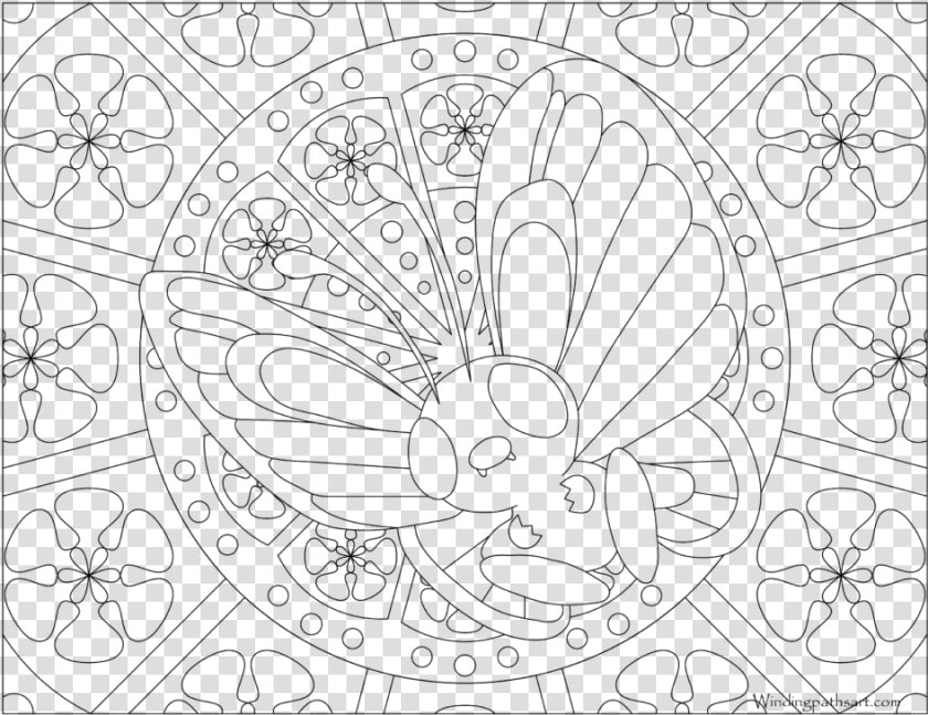 Adult Pokemon Coloring Page Butterfree   Pokemon Mandala Coloring Pages  HD Png DownloadTransparent PNG