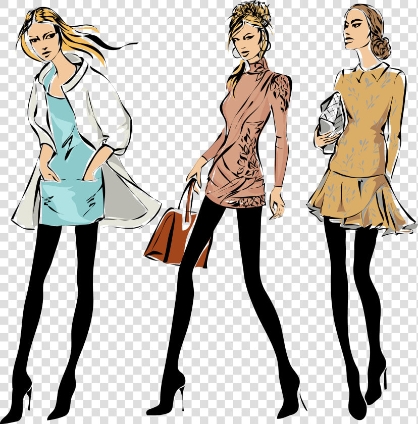 Cartoon Fashion Model Illustration   Transparent Fashion Model Clipart  HD Png DownloadTransparent PNG