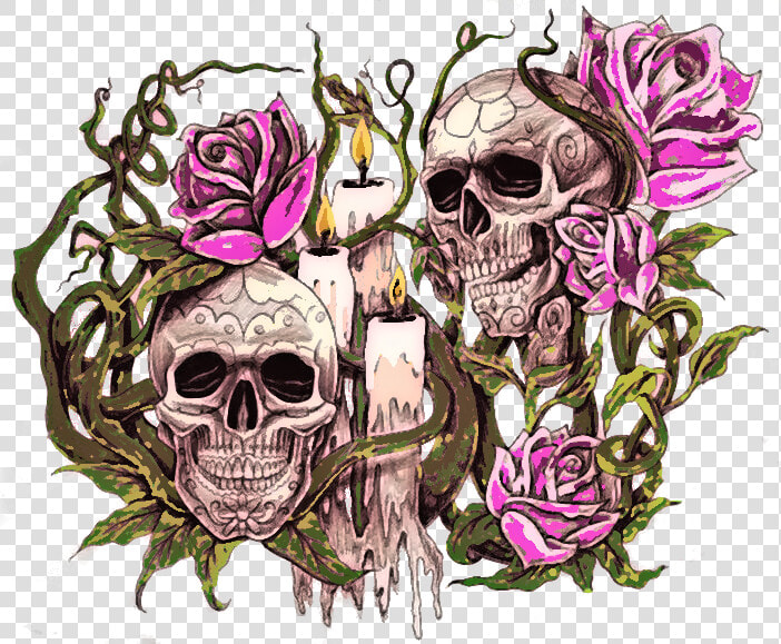 What Is The Meaning Of A Skull And Rose Tattoo Youtube   Candle And Skull Tattoo Meaning  HD Png DownloadTransparent PNG