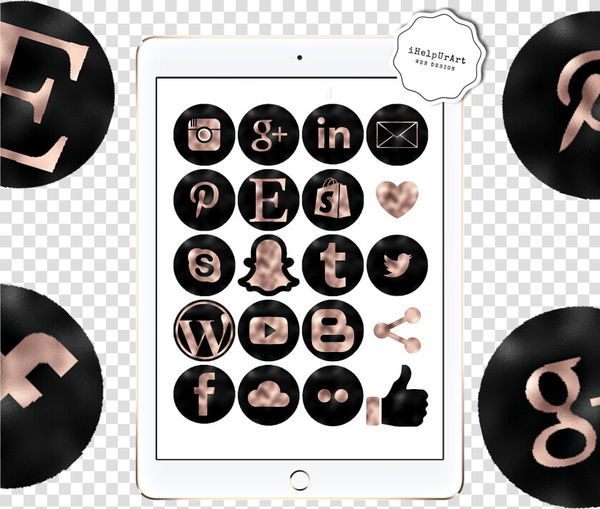 Rose Gold And Black Social Media Icons Example Image   Social Media Icons Black Rose  HD Png DownloadTransparent PNG