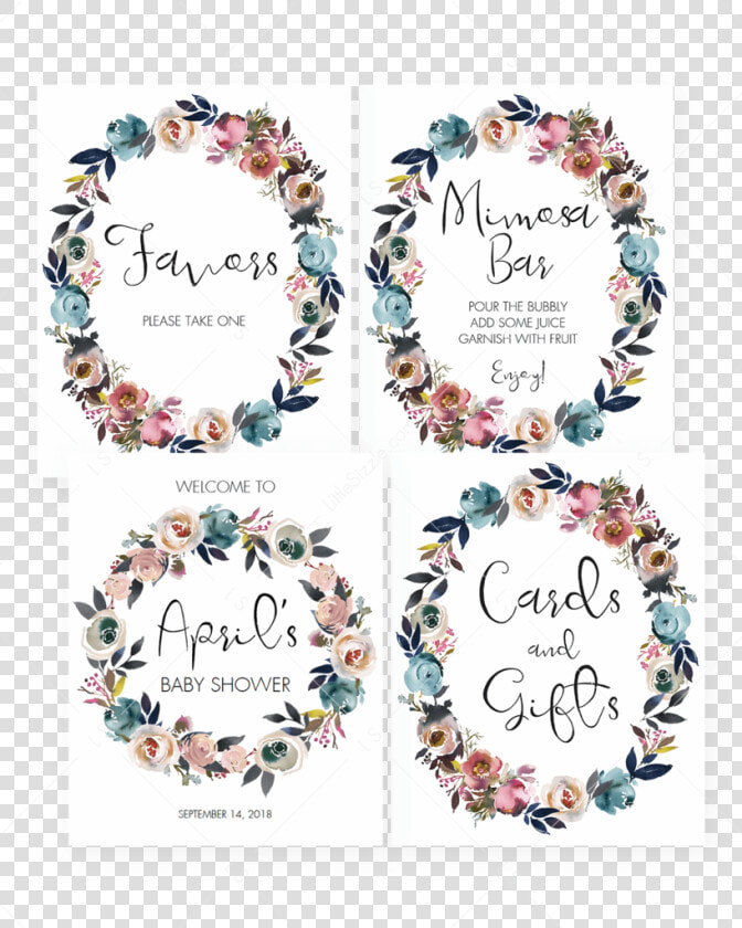 Floral Wreath Baby Shower Decorations Printables By   Baby Shower Sign Free  HD Png DownloadTransparent PNG