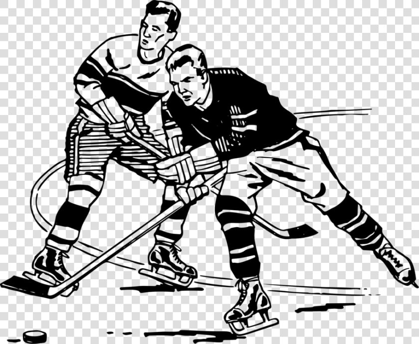 Line Art ice Hockey bandy   Playing Hockey Clipart Black And White  HD Png DownloadTransparent PNG