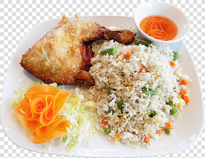 Rice With Chicken Png   Fried Chicken Rice Plate  Transparent PngTransparent PNG