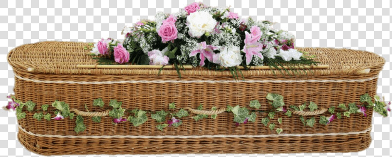 Woven Wicker Coffin Decorated With Flowers Clip Arts   Artificial Flower  HD Png DownloadTransparent PNG