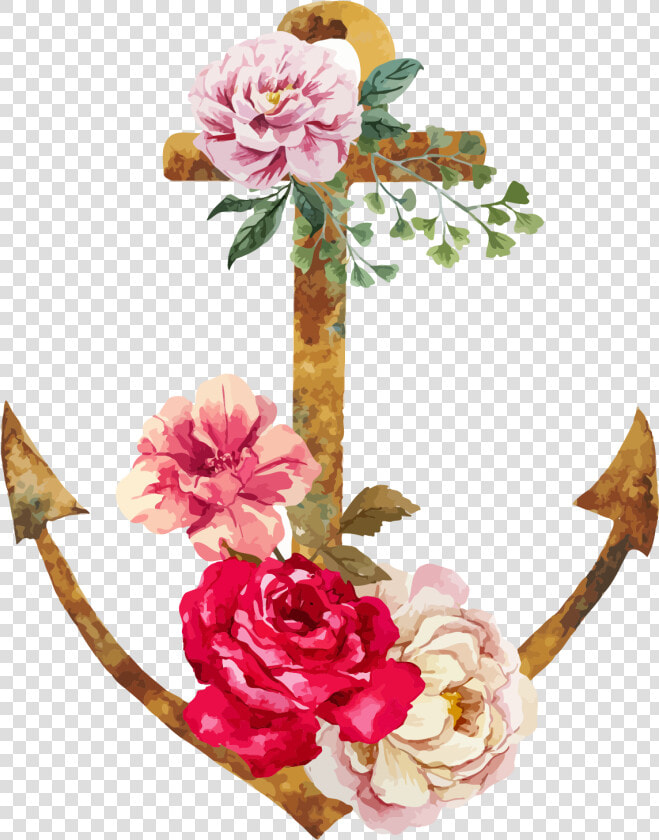 Tattoo Flower Illustration Watercolor Fresh Flowers   Watercolor Anchor  HD Png DownloadTransparent PNG