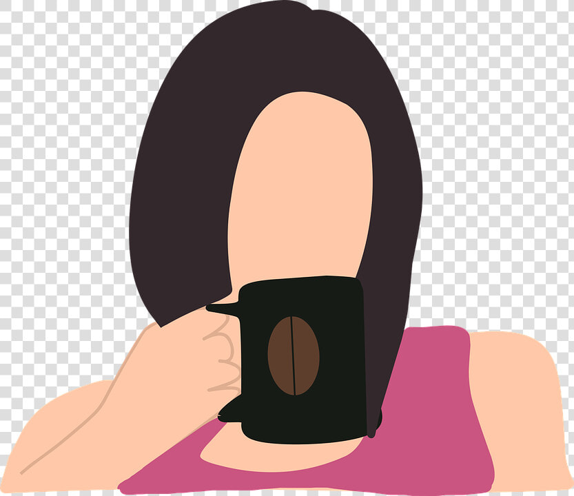 Woman  Coffee  Drink  Hot  Break  Hair  Skin  Clothes   Illustration  HD Png DownloadTransparent PNG