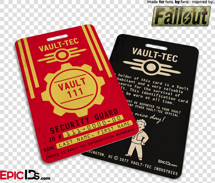 Vault Security Guard Fallout   Fallout 4 Vault Tec Key Card  HD Png DownloadTransparent PNG