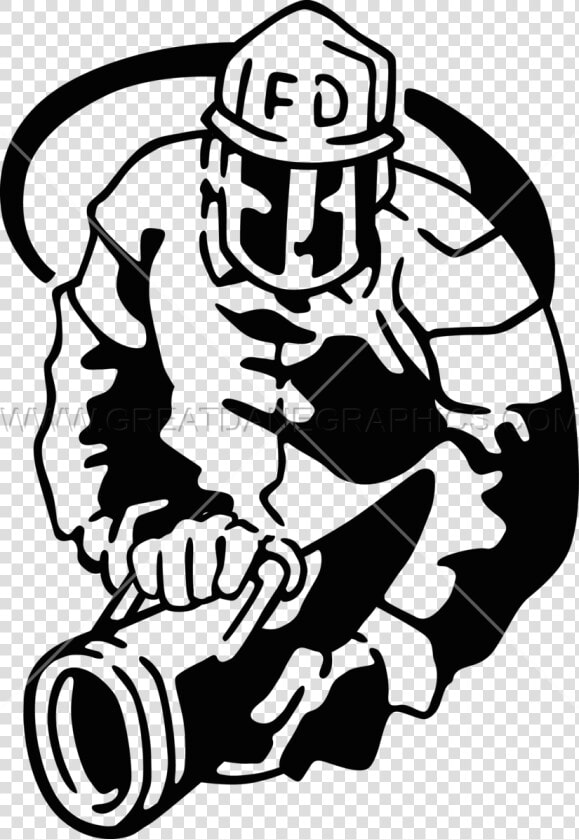 Firefighter Clipart Hose Silhouette   Fireman Holding Hose Clipart Black And White  HD Png DownloadTransparent PNG