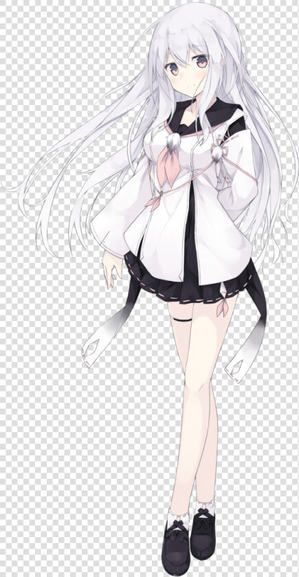 Anime Girl With Silver Hair And Green Eyes   Full Body Anime Girl Standing  HD Png DownloadTransparent PNG