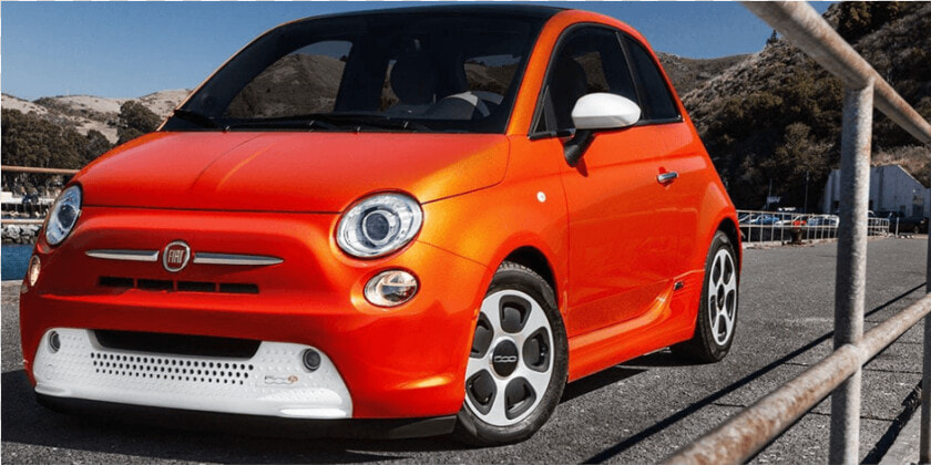 Orange Fiat E500 2019 Front View   Fiat 500e Orange  HD Png DownloadTransparent PNG