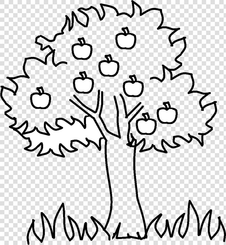 Apple Tree Black And White Family Clip Art Printable   Summer Tree For Coloring  HD Png DownloadTransparent PNG