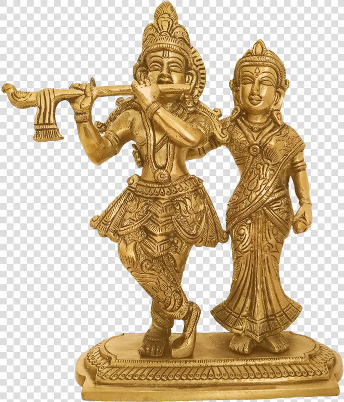 Romancing Lord Radha Krishna Playing Flute Brass Statue    Bronze Sculpture  HD Png DownloadTransparent PNG