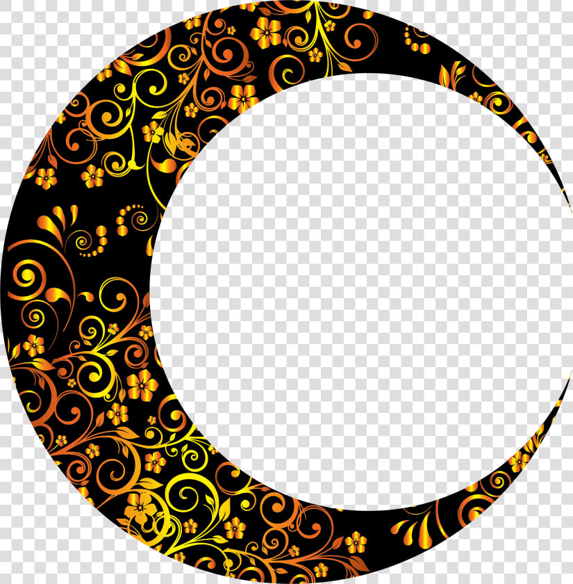 Gold Floral Crescent Mark   Crescent Moon Png  Transparent PngTransparent PNG