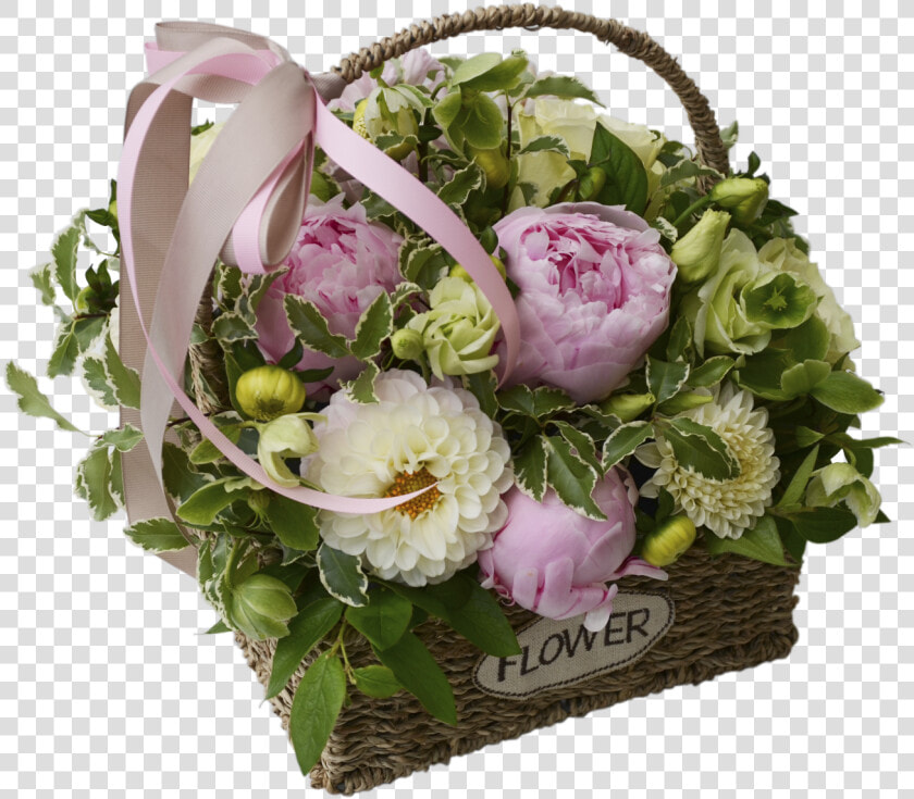 Transparent Bouquet Basket Png   Корзина Букет Из Пионов  Png DownloadTransparent PNG