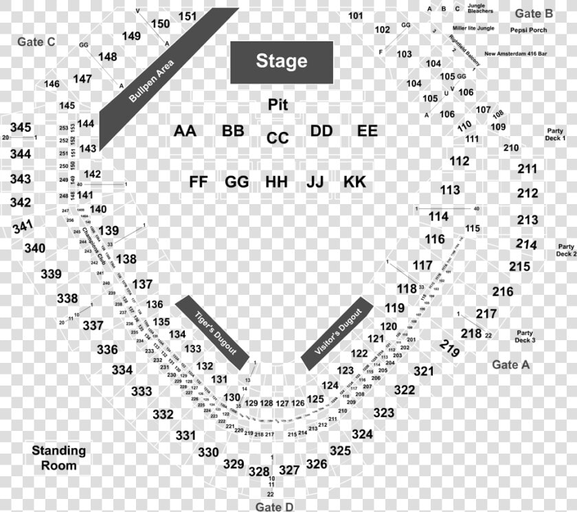 Motley Crue Comerica Park Seating Chart  HD Png DownloadTransparent PNG