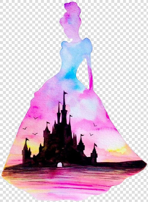 Painting Silhouette Disney Princess Art   Png Download   Disney Princess Silhouette Art  Transparent PngTransparent PNG