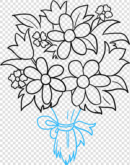 Bouquet Of Flowers Drawing   Bouquet Of Flowers Easy Drawing  HD Png DownloadTransparent PNG