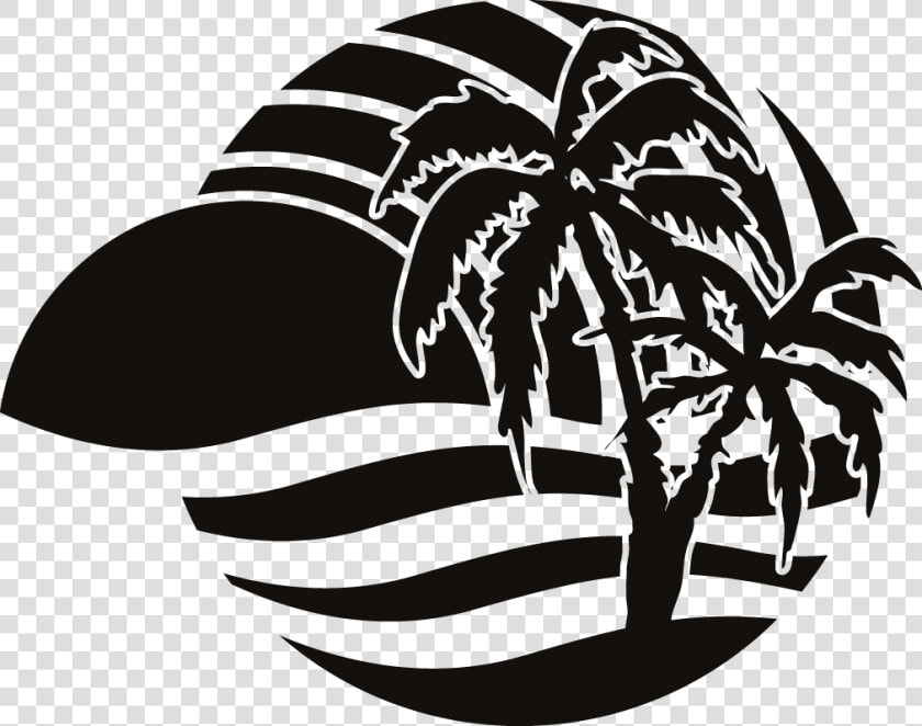 Party Beach Silhouette Labels Png   Beach Silhouette Black And White  Transparent PngTransparent PNG