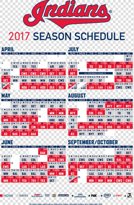 2017 Cleveland Indians Schedule   Indians Game Schedule 2019  HD Png DownloadTransparent PNG