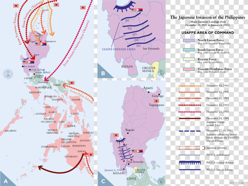 Japanese Invasion Of The Philippines   Map  HD Png DownloadTransparent PNG