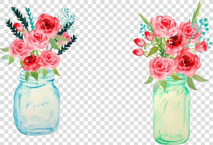  watercolor  flowers  floral  bouquet  vase  mason   Garden Roses  HD Png DownloadTransparent PNG