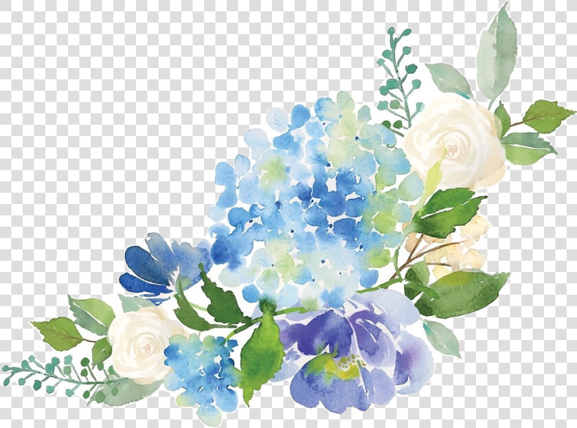  flower  floral  watercolor  blue  hydrangea  bouquet   Watercolor Hydrangea Border  HD Png DownloadTransparent PNG