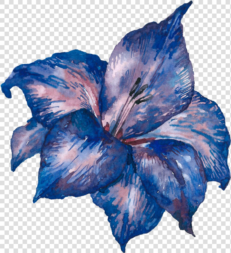 Hand Painted Blue Purple Flowers Png Transparent   Chinese Hibiscus  Png DownloadTransparent PNG