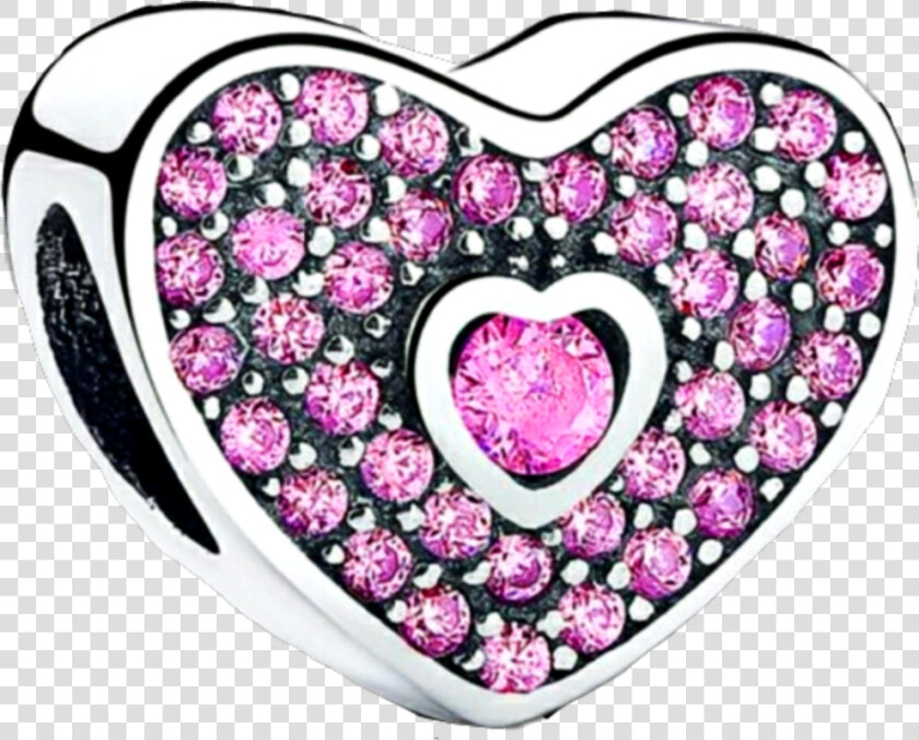  silver  pinkdiamond  jewelry  pandora  charm  heart   Silver  HD Png DownloadTransparent PNG