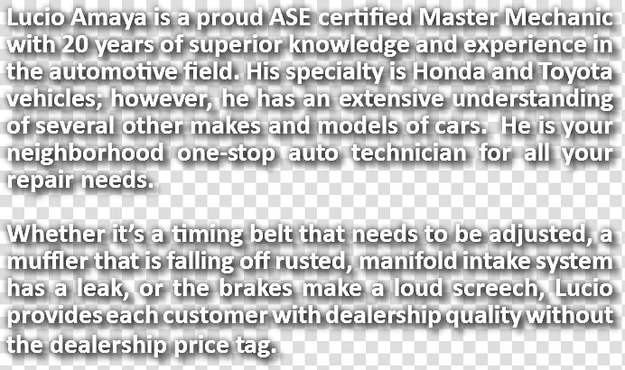 Lucio Amaya Is A Proud Ase Certified Master Mechanic   Dagga  HD Png DownloadTransparent PNG