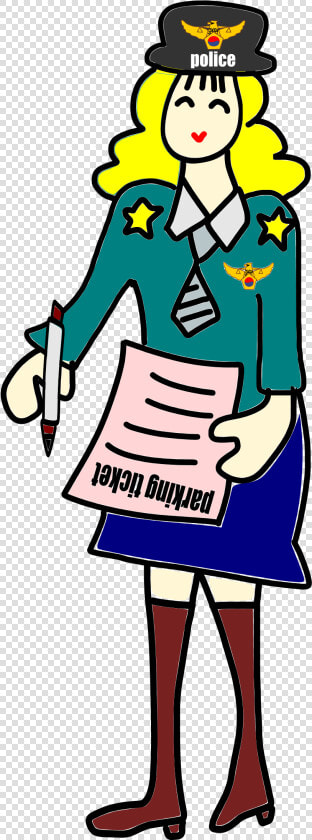 Police Officer Woman With A Parking Ticket Clip Arts   Parking Checker Woman Cartoon  HD Png DownloadTransparent PNG