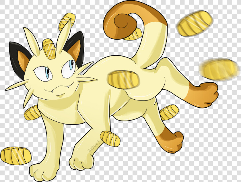  052 Meowth Used Pay Day And Night Slash   Cartoon  HD Png DownloadTransparent PNG