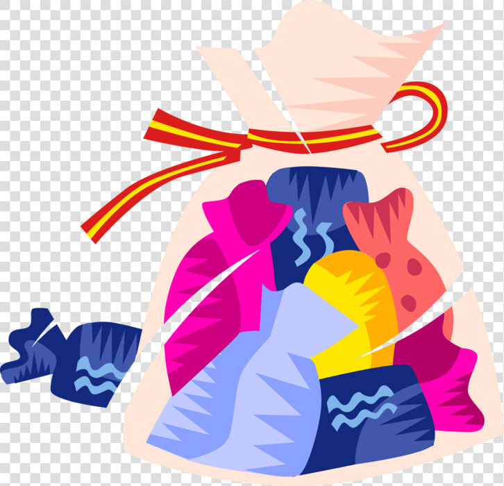 Vector Illustration Of Bag Of Wrapped Confectionery   Bag Of Candies Clipart  HD Png DownloadTransparent PNG