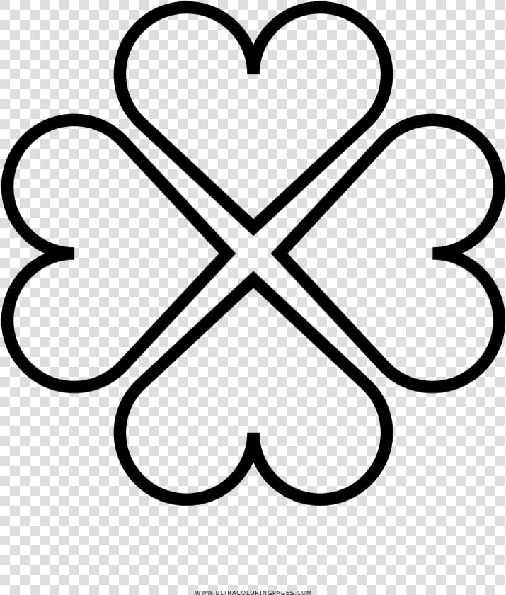 Four Leaf Clover Coloring Page   Outline Four Leaf Clover Clip Art  HD Png DownloadTransparent PNG