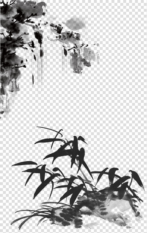 Chinese Drawing Tree   Modern Japanese Ink Painting  HD Png DownloadTransparent PNG