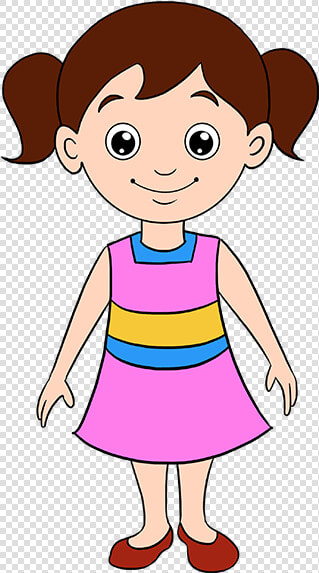 How To Draw A Cartoon Girl In A Few Easy Steps Easy   Girl Kid Drawing  HD Png DownloadTransparent PNG