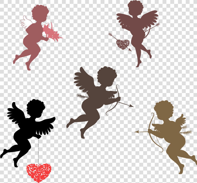 Psyche Revived By Cupids Kiss Silhouette Illustration   Cupid Png  Transparent PngTransparent PNG