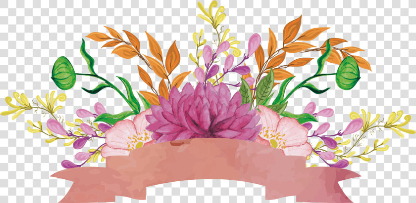 Floral Design Ribbon Watercolor Painting   Colorful Vector Painting Png  Transparent PngTransparent PNG