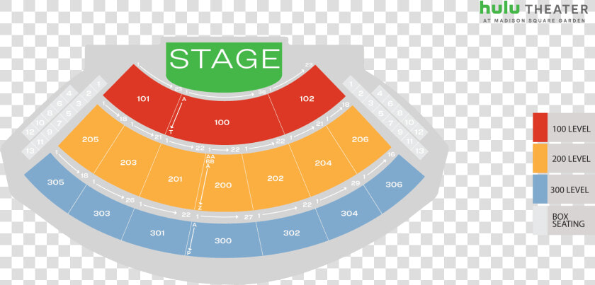 Hulu Theater Seating Chart With Seat Numbers Hulu Theater   Seating Hulu Theater At Madison Square Garden  HD Png DownloadTransparent PNG