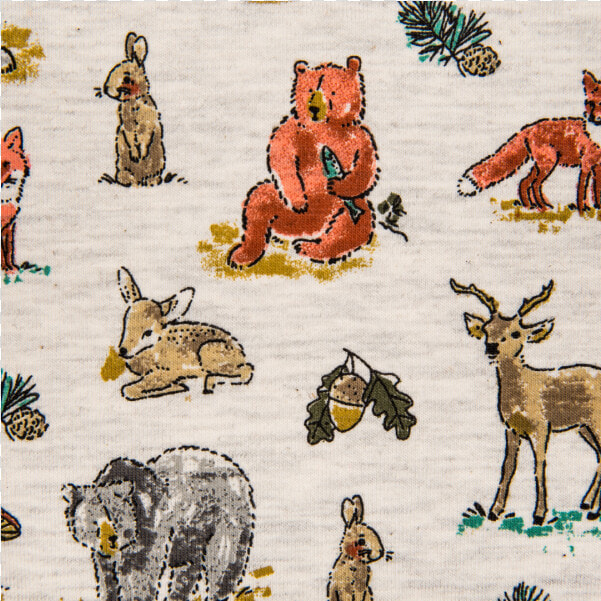 Cotton Jersey Printed Forest Animals Multicolored  HD Png DownloadTransparent PNG