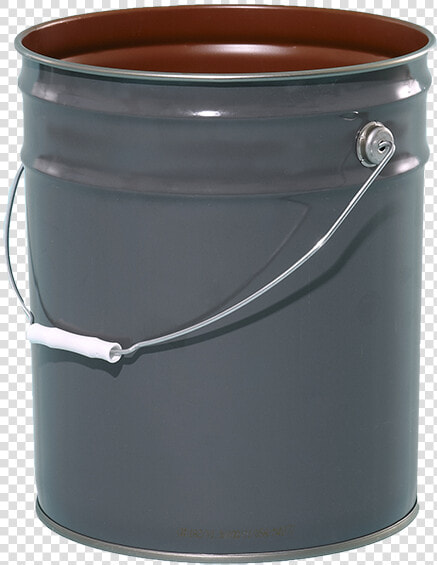 5 Gallon Grey 26 Gauge Metal Open Head Pail W red brown   Box  HD Png DownloadTransparent PNG