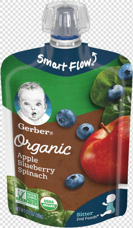 Gerber Organic 2nd Foods Apple Blueberry Spinach   Gerber Organic Pouch  HD Png DownloadTransparent PNG