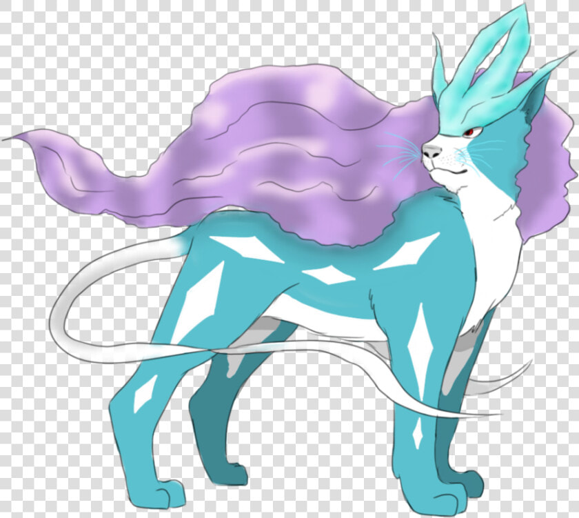 Suicune Is A Slim  Quadruped  Blue  Mammalian Pokémon   Illustration  HD Png DownloadTransparent PNG