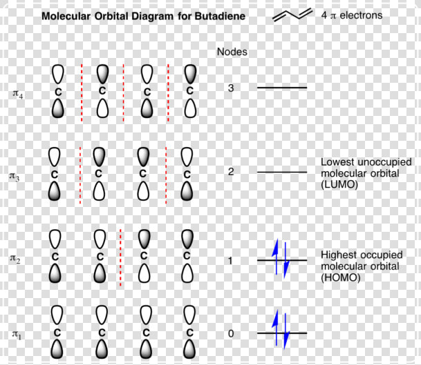 The Pi Molecular Orbitals Of Butadiene And How To Draw   Pi Orbitals Of Butadiene  HD Png DownloadTransparent PNG