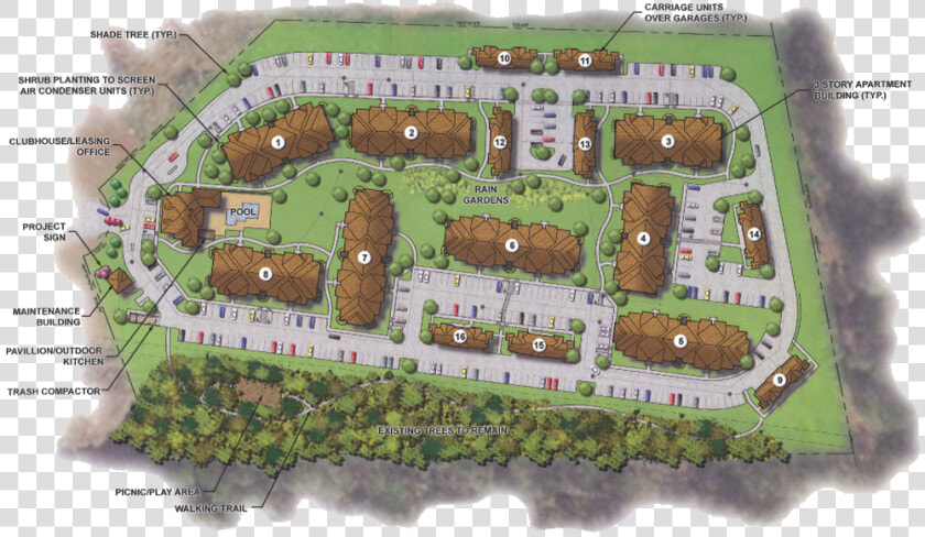 Cove Siteplan   Apartment Complex Clubhouse Aerial View  HD Png DownloadTransparent PNG